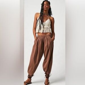 FREE PEOPLE To The Sky Parachute Brown Boho Pants XS (Oversized)